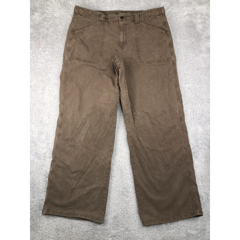 American Eagle Jeans Womens 16 (36x30) Brown Stovepipe High Rise *Flaw